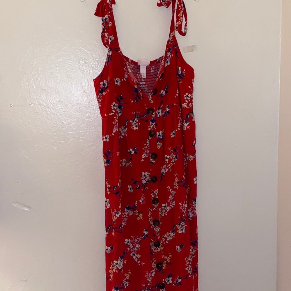 red floral sundress